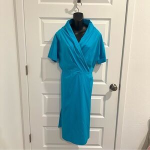Vintage MaxMara Turquoise Midi Wrap Dress